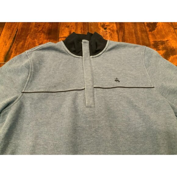 Brooks Brothers Men's Blue 1/4 Zip Pullover W/ Navy Blue Collar, Size XL - Picture 2 of 8